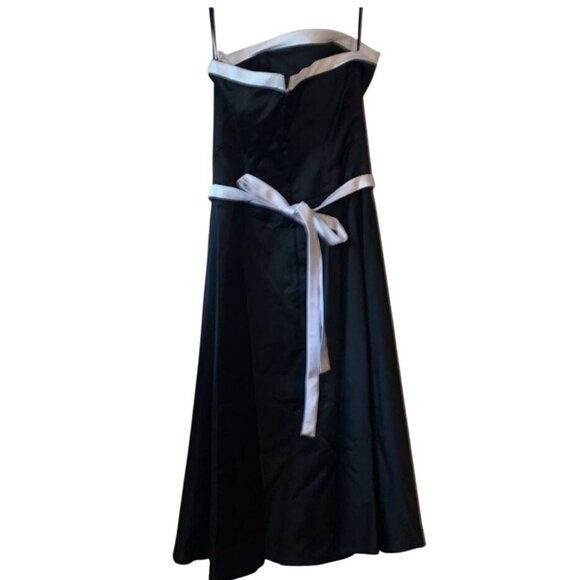 Raylia Designs Black Strapless Gown Sz 4 Polyester Professional Cleaning Only - Picture 8 of 11